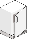 A drawing of a standard freezer or refrigerator